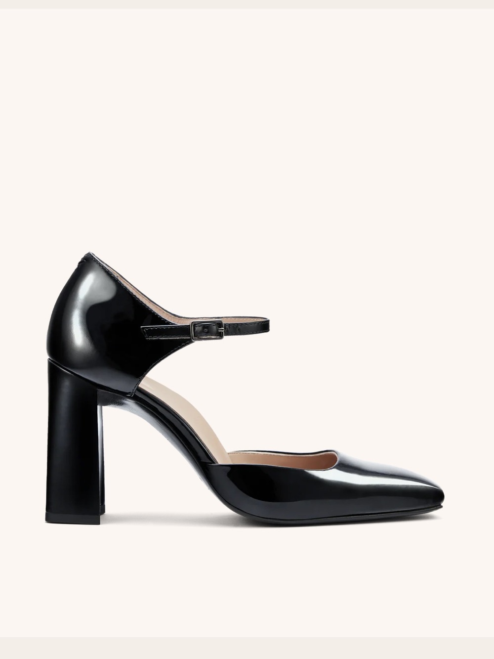 Inez Black Patent Mary Jane Heels 6.5